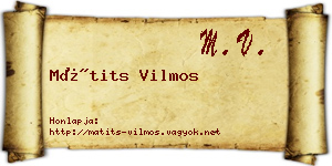 Mátits Vilmos névjegykártya